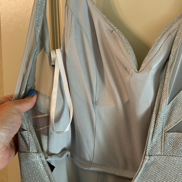 B Darlin Sparkly Silver Metallic Formal - Picture 7 of 9